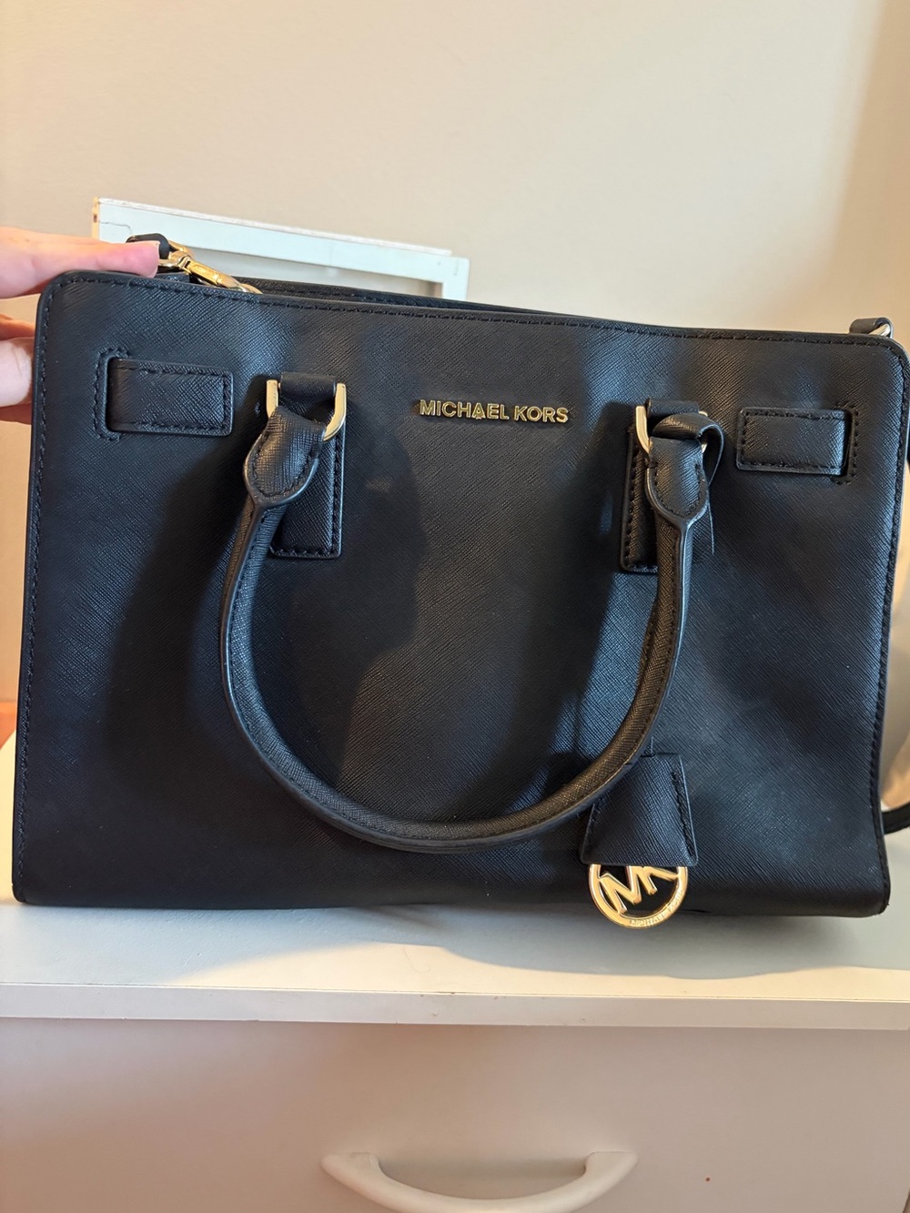 MICHAEL KORS Black Saffiano Leather Satchel